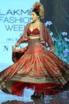 Rajdeep Ranawat_Red 100% Polyester Jacket Open Embellished Bridal Lehenga Set _Online_at_Aza_Fashions