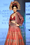 Rajdeep Ranawat_Red 100% Polyester Jacket Open Embellished Bridal Lehenga Set _at_Aza_Fashions