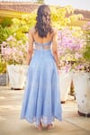 Shop_Jade by Monica and Karishma_Blue Tulle Plunge Neck Embroidered Dress  _at_Aza_Fashions