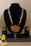 Buy_Nayaab by Sonia_Gold Plated Pearls Temple Motif Pendant Necklace _at_Aza_Fashions