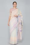 Buy_Yavi_Multi Color Cotton Jamdani Saree  _at_Aza_Fashions