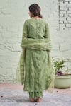 Shop_Naaz By Noor_Green Cotton, Organza, Chanderi Round Embroidered Kurta Set _at_Aza_Fashions