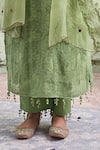 Naaz By Noor_Green Cotton, Organza, Chanderi Round Embroidered Kurta Set _at_Aza_Fashions