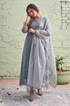 Buy_Naaz By Noor_Blue Cotton, Organza, Chanderi Round Printed Kurta Set _at_Aza_Fashions