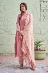 Buy Naaz By Noor Pink Cotton, Organza, Chanderi Mandarin Collar Embroidered Kurta Pant Set at Aza Fashions Buy_Naaz By Noor_Pink Cotton, Organza, Chanderi Mandarin Collar Embroidered Kurta Pant Set _at_Aza_Fashions
