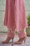 Shop Naaz By Noor Pink Cotton, Organza, Chanderi Mandarin Collar Embroidered Kurta Pant Set Online at Aza Fashions Shop_Naaz By Noor_Pink Cotton, Organza, Chanderi Mandarin Collar Embroidered Kurta Pant Set _Online_at_Aza_Fashions