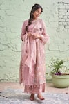 Buy_Naaz By Noor_Pink Cotton, Organza, Chanderi Round Embroidered Kurta Set _at_Aza_Fashions