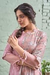 Buy_Naaz By Noor_Pink Cotton, Organza, Chanderi Round Embroidered Kurta Set _Online_at_Aza_Fashions