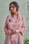 Buy_NAAZ BY NOOR_Pink Cotton Embroidery Round Printed Kurta Set _Online_at_Aza_Fashions