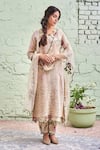 Shop_NAAZ BY NOOR_Beige Cotton Embroidery Round Kurta Set _at_Aza_Fashions