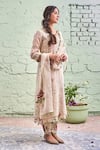 NAAZ BY NOOR_Beige Cotton Embroidery Round Kurta Set _Online_at_Aza_Fashions