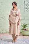 Buy_NAAZ BY NOOR_Beige Cotton Embroidery Round Kurta Set _Online_at_Aza_Fashions