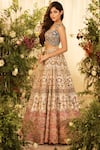 Buy_Kaaisha by Shalini_Ivory Silk Embellished Zardozi Sweetheart Neck Bridal Lehenga Set _at_Aza_Fashions