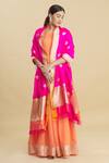 Buy_Samyukta Singhania_Pink Banarasi Handloom Katan Silk Dupatta_at_Aza_Fashions