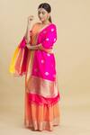 Buy_Samyukta Singhania_Pink Banarasi Handloom Katan Silk Dupatta_Online_at_Aza_Fashions
