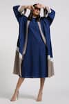 Buy_Madder Much_Blue Cotton Jane Colorblock Jacket With Dress_at_Aza_Fashions