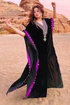 Buy_Sureena Chowdhri_Black Saya Silk Velvet Kaftan_at_Aza_Fashions