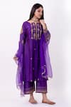 Priya Chaudhary_Purple Chanderi Silk Kurta Set For Kids_Online_at_Aza_Fashions