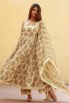 Buy_Gulabo Jaipur_Beige Cotton Printed Floral Boat Anarkali Set _at_Aza_Fashions