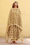 Shop_Gulabo Jaipur_Beige Cotton Printed Floral Boat Anarkali Set _at_Aza_Fashions