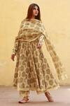 Buy_Gulabo Jaipur_Beige Cotton Printed Floral Boat Anarkali Set _Online_at_Aza_Fashions