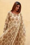 Gulabo Jaipur_Beige Cotton Printed Floral Boat Anarkali Set _at_Aza_Fashions
