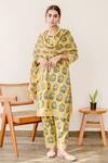 Buy_Gulabo Jaipur_Yellow Cotton Printed Floral Round Kurta Set _at_Aza_Fashions