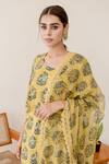 Shop_Gulabo Jaipur_Yellow Cotton Printed Floral Round Kurta Set _Online_at_Aza_Fashions