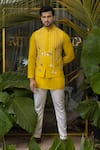 Buy_Runit Gupta_Yellow Cotton Kurta Pant Set_at_Aza_Fashions