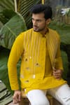 Shop_Runit Gupta_Yellow Cotton Kurta Pant Set_Online_at_Aza_Fashions