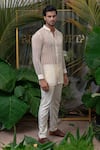 Runit Gupta_Ivory Kurta Chanderi Silk Plain And Cotton Pant Set _Online_at_Aza_Fashions