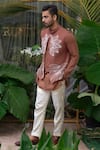 Runit Gupta_Brown Cotton Kurta Pant Set_Online_at_Aza_Fashions