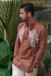 Buy_Runit Gupta_Brown Pure Cotton Plain Kurta Pant Set _Online_at_Aza_Fashions