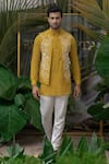 Buy_Runit Gupta_Yellow Pure Cotton Plain Kurta Pant Set For Kids For Kids_at_Aza_Fashions