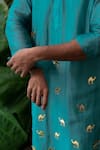 Runit Gupta_Blue Cotton, Chanderi Silk Acrylic Work Kurta Set_at_Aza_Fashions