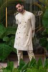 Buy_Runit Gupta_Ivory Chanderi Silk Embroidered Acrylic Work Kurta Set _at_Aza_Fashions