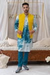 Buy Runit Gupta Yellow Cotton Linen Bundi at Aza Fashions Buy_Runit Gupta_Yellow Cotton Linen Bundi _at_Aza_Fashions