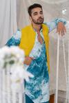 Runit Gupta Yellow Cotton Linen Bundi at Aza Fashions Runit Gupta_Yellow Cotton Linen Bundi _at_Aza_Fashions