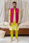 Buy_Runit Gupta_Pink Cotton Linen Plain Pintuck Bundi  _at_Aza_Fashions