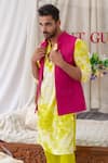 Runit Gupta_Pink Cotton Linen Plain Pintuck Bundi  _Online_at_Aza_Fashions