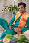 Runit Gupta_Orange Cotton Linen Tie Dye Bundi  _at_Aza_Fashions