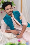 Runit Gupta_Blue Cotton Linen Tie Dye Bundi  _at_Aza_Fashions