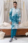 Buy_Runit Gupta_Blue Pure Cotton Tie Dye Kurta Set  _at_Aza_Fashions