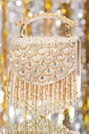 Buy_House Of Vian_Gold Pearls, Beads, Mirrors Embellished Satin Clutch With Sling _at_Aza_Fashions