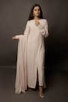 Buy_Jasmine Bains_Pink Kurta And Dupatta Georgette, Pant- Crepe Round Embroidered Set _at_Aza_Fashions