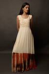 Jasmine Bains_White Cupro Georgette Scoop Neck Tie And Dye Embroidered Maxi Dress _Online_at_Aza_Fashions