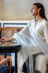 Jasmine Bains_White Kurta Georgette Pant Crepe Dupatta Silk Embroidered Set _Online_at_Aza_Fashions