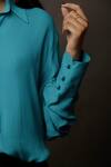 Buy_Jasmine Bains_Blue Cupro Georgette Straight Collar Cuff Sleeves Shirt _Online_at_Aza_Fashions