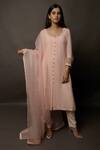 Buy_Jasmine Bains_Peach Kurta And Inner Scoop Embroidered Pant Set _at_Aza_Fashions