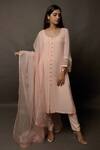 Jasmine Bains_Peach Kurta And Inner Scoop Embroidered Pant Set _Online_at_Aza_Fashions
